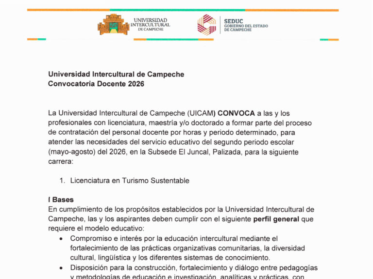 CONVOCATORIA DOCENTE MAYA JUNCAL, PALIZADA